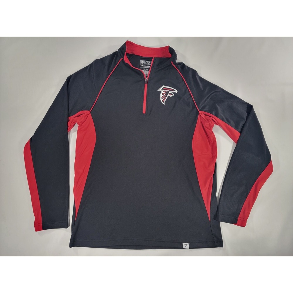 NFL Pro Line Fanatics Men's Black Atlanta Falcons Pullover 1/4 Zip Shirt Sz S